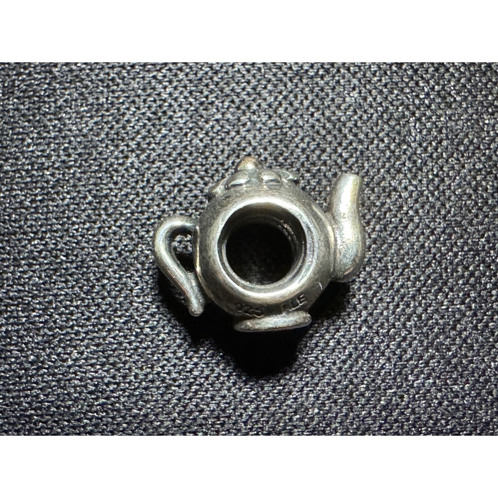 Pandora Sterling Silver 925 ALE Teapot Charm with 14k Gold Flower 790250